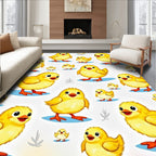 Playful Yellow Chickens Spring Collection Rug