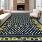 Navajo Blue Yellow Lattice Border Rug