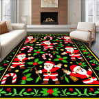 Merry Santa Claus Holly Candy Cane Collage Rug