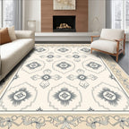 Classic Cream Gray Medallion Cross Rug