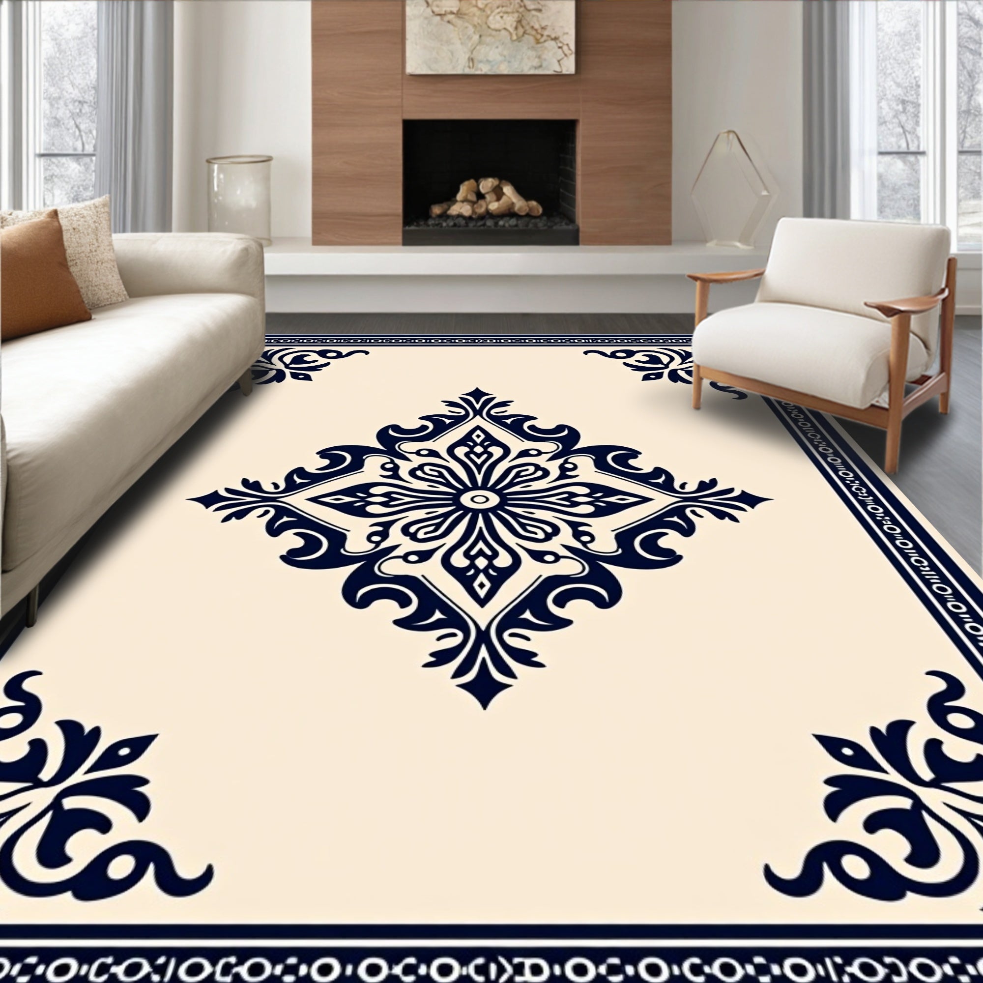 Navy Royal Lace Medallion Rug