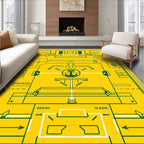 Bold Yellow and Green Nautical Chart Rug