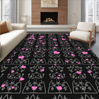 Pink Hearts Eiffel Tower Silhouette Rug