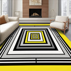 Bold Yellow Square Inlay Rug