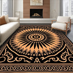 Orange Sunburst Mandala Medallion Rug