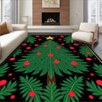Festive Evergreen Tree Red Ornaments Rug