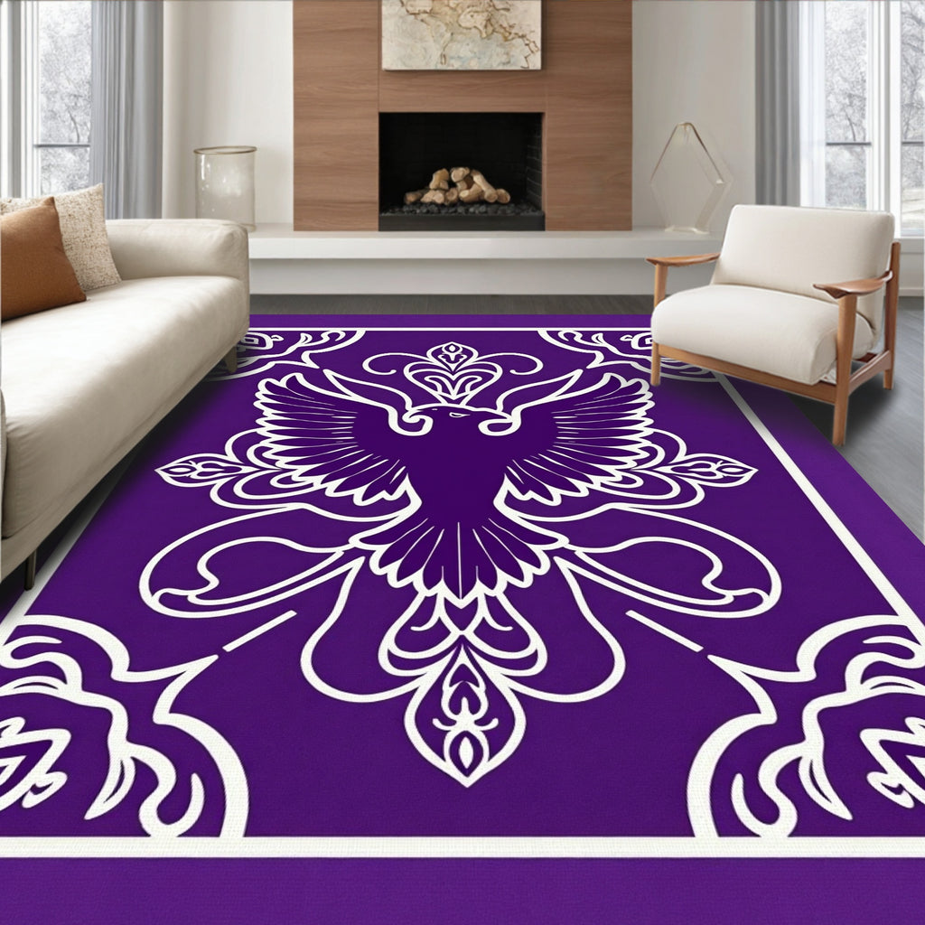 Majestic Purple Eagle Crest Artwork Rug