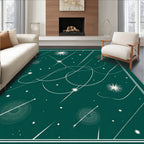 Deep Teal Abstract Starburst Celestial Flow Rug