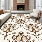 Antique Brown Floral Scroll Work Rug