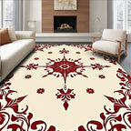 Deep Red Ornate Floral Symmetry Rug
