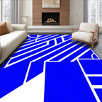 Bold Cobalt Geometric Stripe Abstract Rug