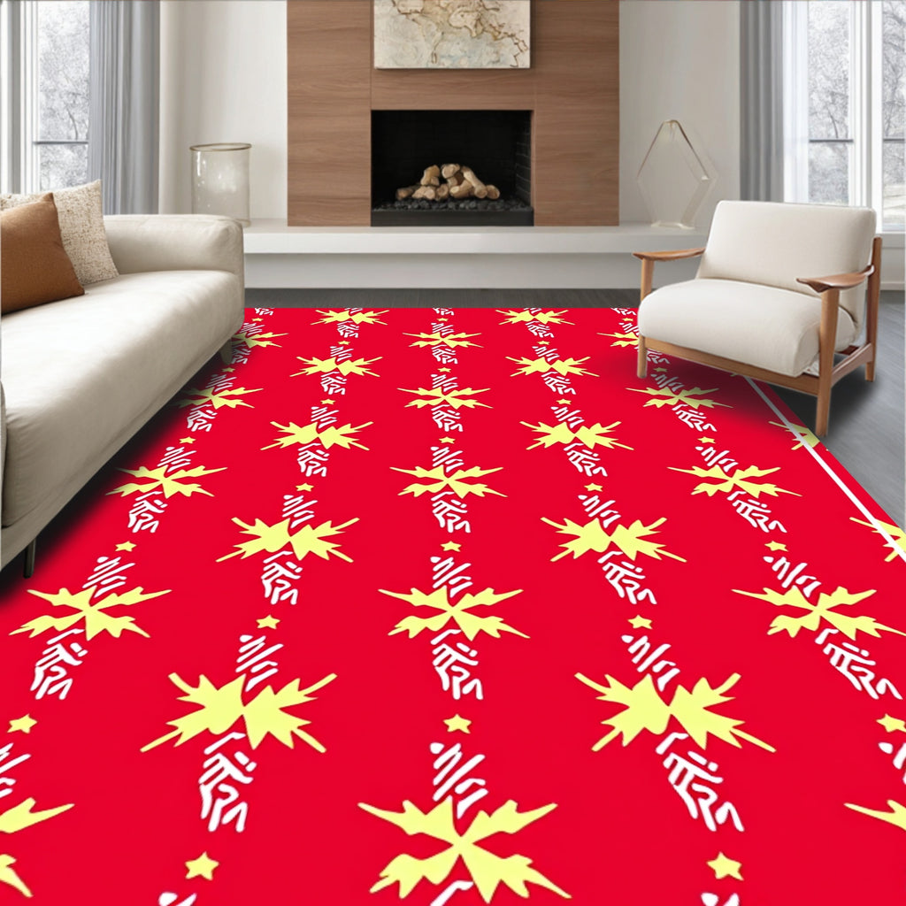 Red Yellow Abstract Vertical Column Rug