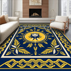 Navy Golden Bear Leaf Border Rug