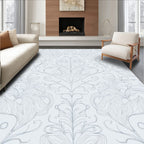 Pale Blue Floral Vine Damask Rug