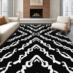 Bold Black White Abstract Geometric Rug