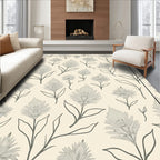 Neutral Cream Botanical Floral Rug