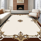 Ornate Brown and Gold Floral Medallion Rug