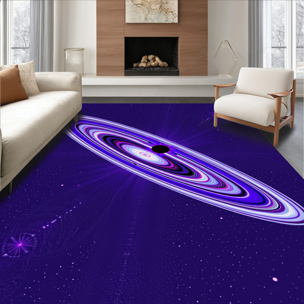 Vibrant Purple Cosmic Swirl Galaxy Rug