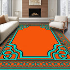 Orange Emerald Medallion Framed Rug
