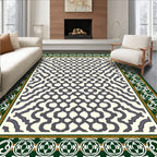 Ornate Green Golden Interlocking Lattice Rug