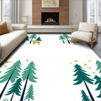 Golden Deer Forest Night Scene Rug