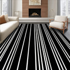 Bold Black White Vertical Stripe Rug