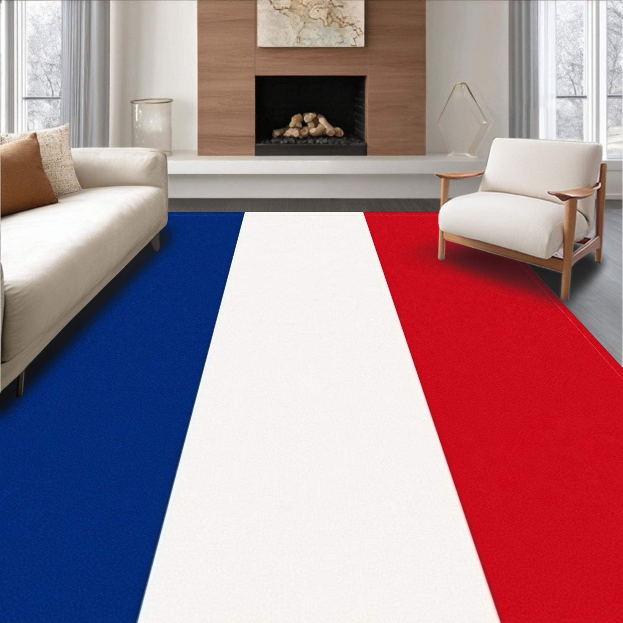 Bold Vertical Tricolor Stripes Rug