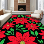 Radiant Red Bloom Garden Rug