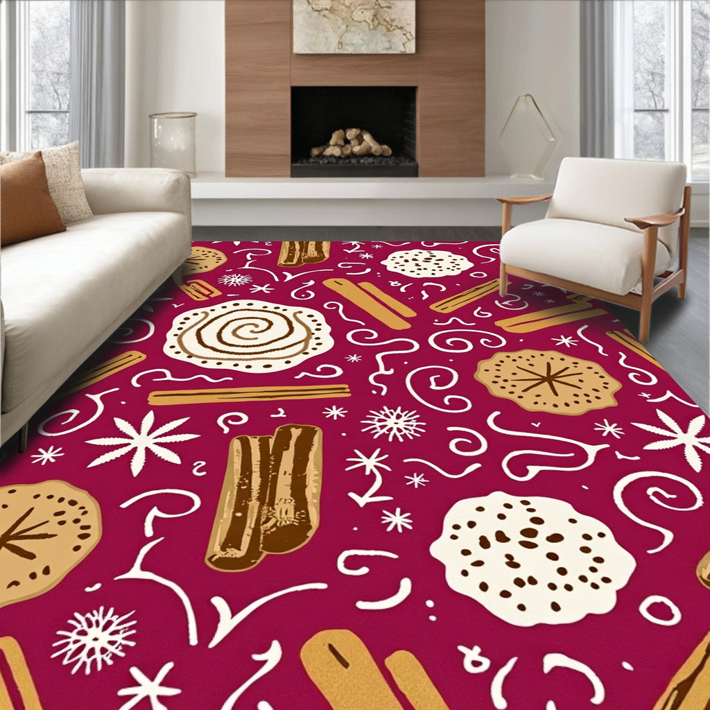 Crimson Cinnamon Spice Cookies Swirls Rug