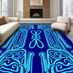Luminous Blue Intertwined Art Deco Rug