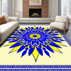 Vibrant Blue Yellow Folk Star Rug