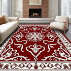 Crimson and Cream Floral Medallion Rug