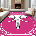 Pink White Elephant Emblem Crest Rug