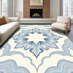Pale Blue Floral Starburst Medallion Rug