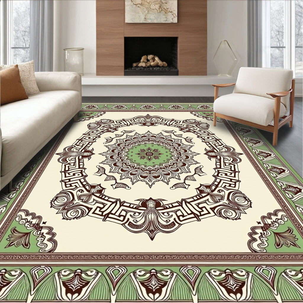 Cream Jade Art Nouveau Medallion Rug