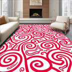 Crimson Swirl Abstract Organic Lines Rug
