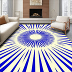 Bold Blue Sunburst Radial Graphic Rug