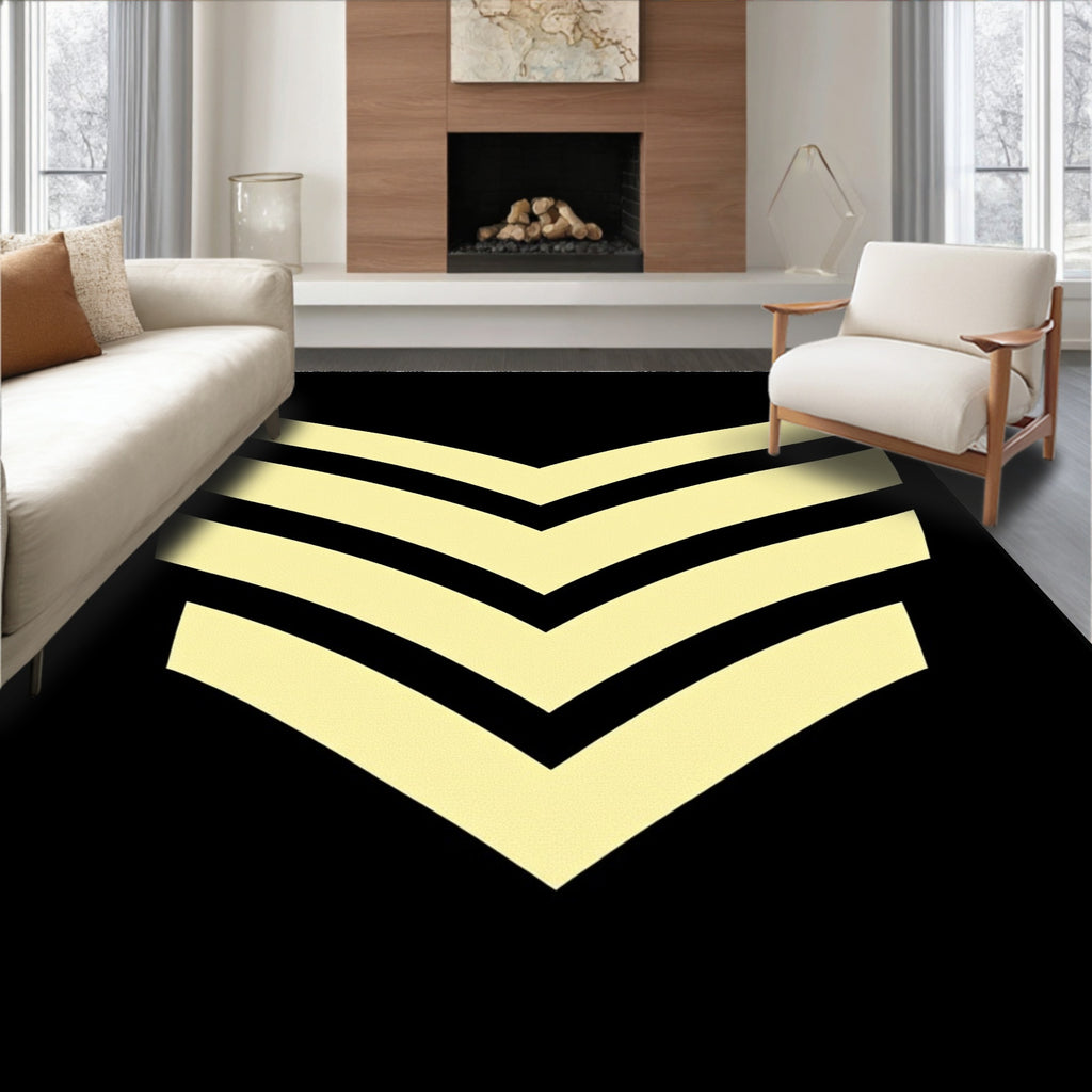 Dark Cream Chevron Stripe Rug