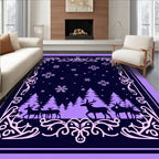 Winter Forest Deer Snowflake Silhouette Rug