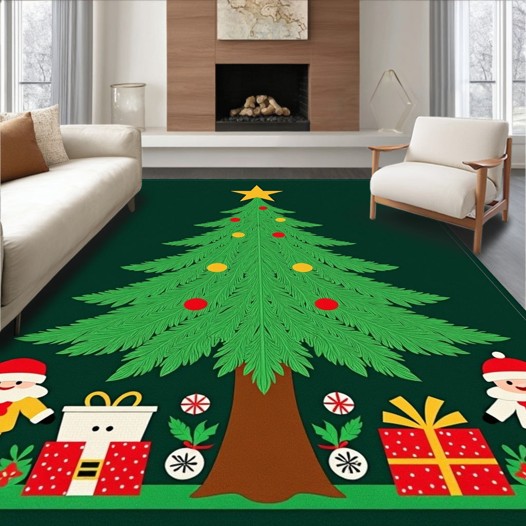 Festive Christmas Tree Gift Stack characters Rug