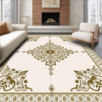 Antique Gold Ornate Floral Medallion Rug