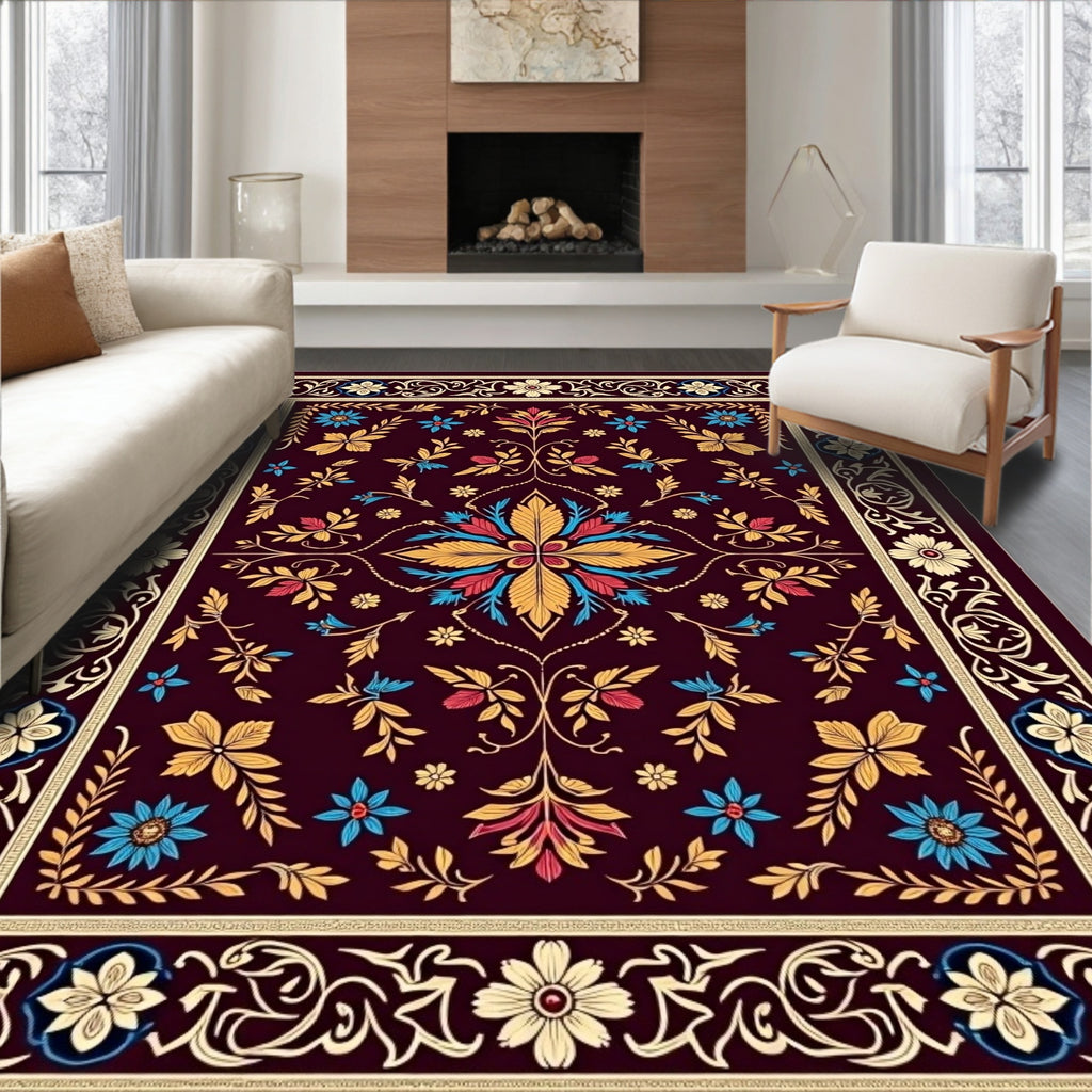 Aubergine Garden Floral Medallion Rug