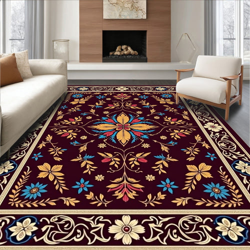 Aubergine Garden Floral Medallion Rug