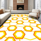 Vibrant Yellow Orange Honeycomb Hexagon Rug