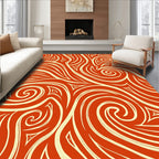 Crimson Swirl Scroll Tribal Rug