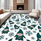 Teal Gnomes And Snowflakes Pattern Rug