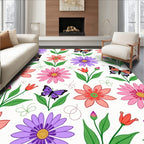 Whimsical Garden Butterflies And Blooms Rug