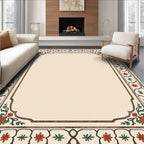 Caramel Floral Border With Green Accents Rug
