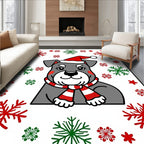 Festive Gray Canine Christmas Snowflakes Rug