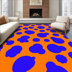 Bright Orange Blue Blobs Rug